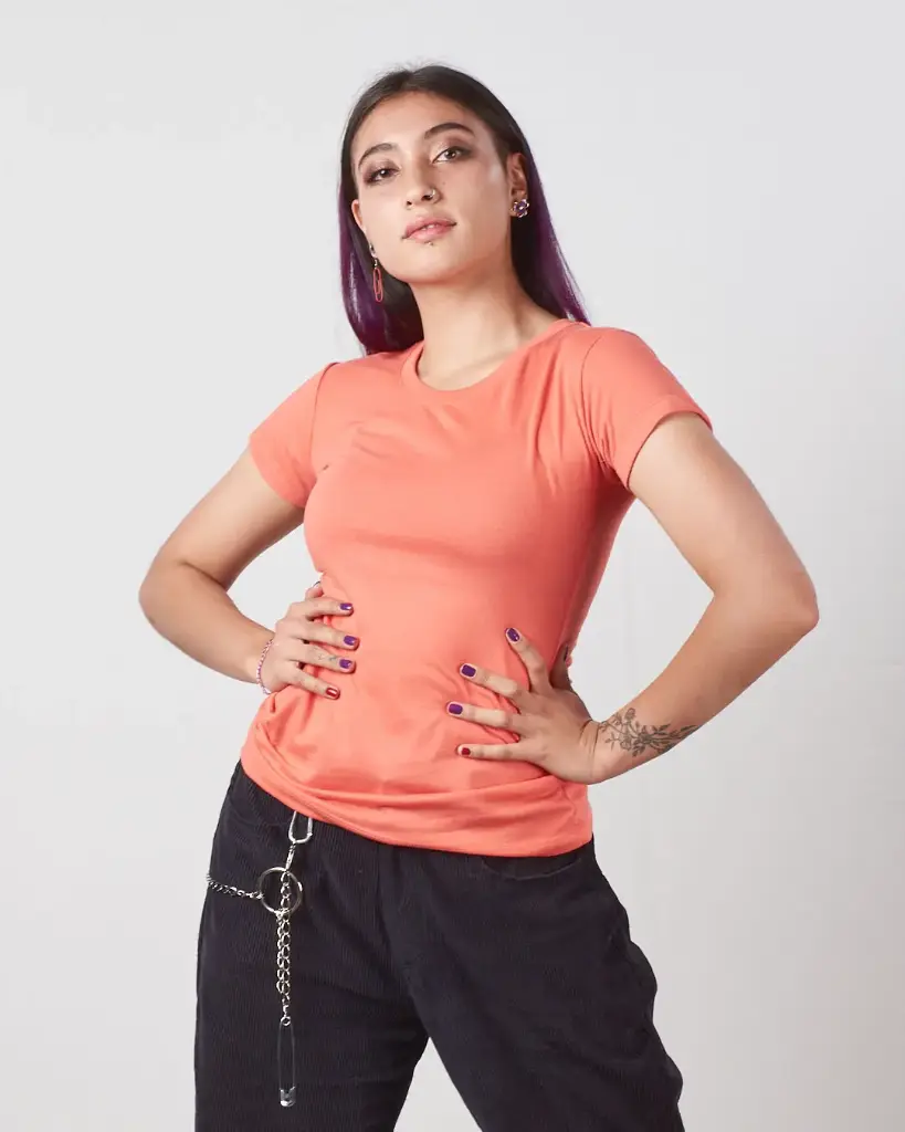 Camiseta Cuello Redondo Polialgodon Mujer