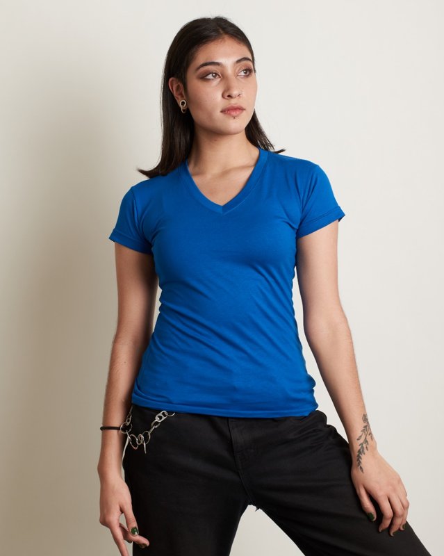 Camiseta Cuello Sencillo Algodón Mujer