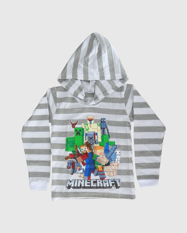 Buzo Capota Rayas Minecraft Niño PROMO 