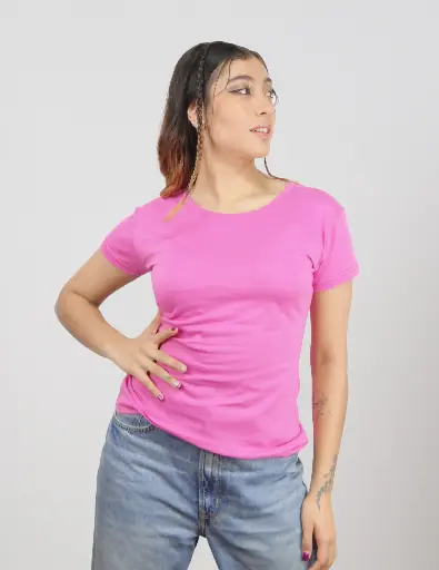 Camiseta Cuello Redondo Algodón Premium Mujer