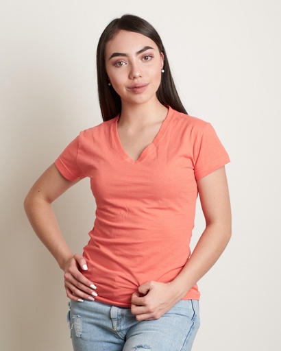 Camiseta Cuello V Algodón Premium Mujer PROMO