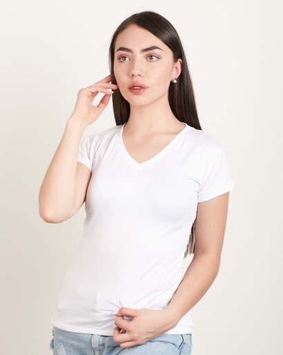 Camiseta Cuello V Algodón mujer PROMO